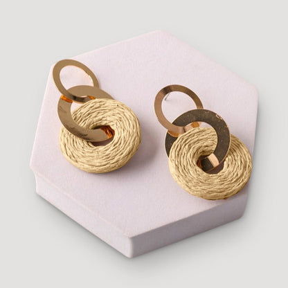 Raffia Ring Link Earring in Ivory