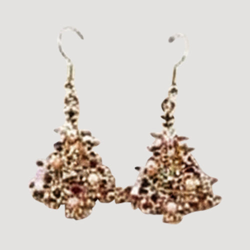 Christmas Theme Rhinestone Earrings in Gold Tree