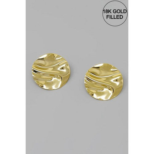 129938 18K Gold-Filled Pleated Disc Earrings