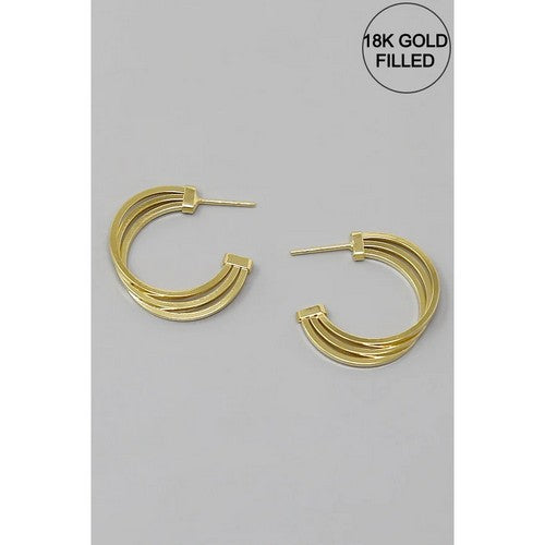129914 18K Gold-Filled Triple Hoop Earrings