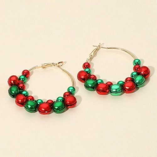 PKE0742 Jingle Bells Hoop Earrings in Gold 