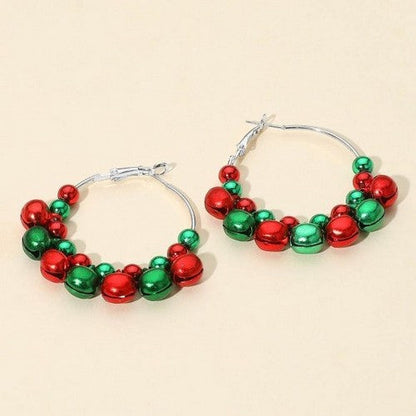 PKE0742 Jingle Bells Hoop Earrings in Silver
