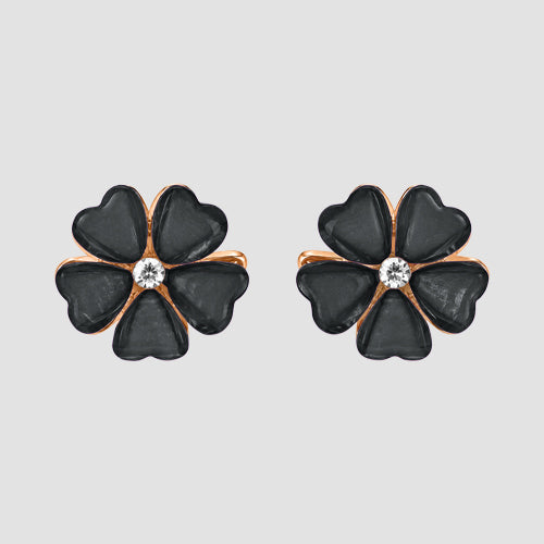 Epoxy Flower Stud Earrings in Black