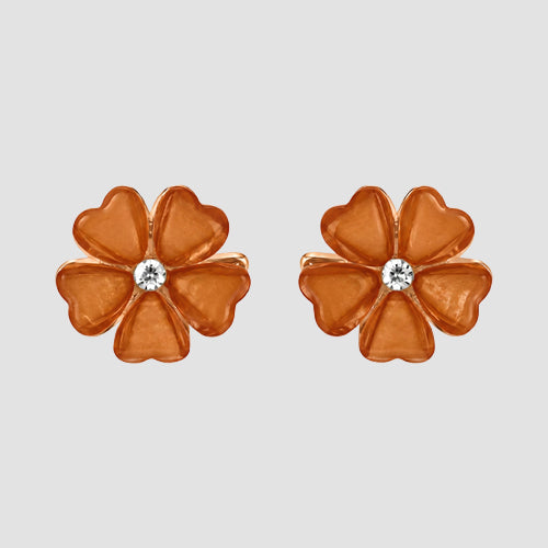 Epoxy Flower Stud Earrings in Orange