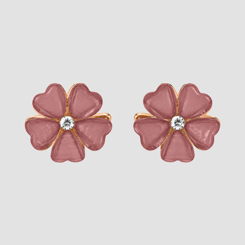 Epoxy Flower Stud Earrings in Pink