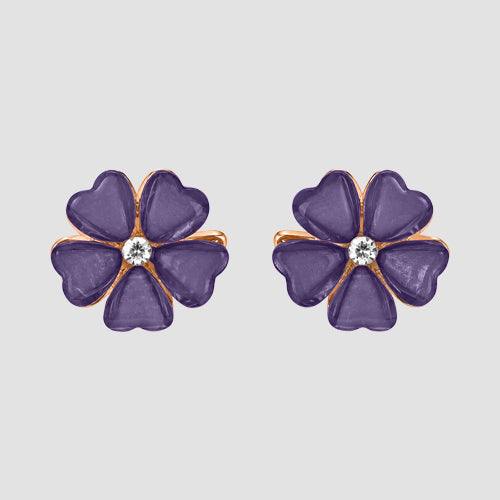 Epoxy Flower Stud Earrings in Purple