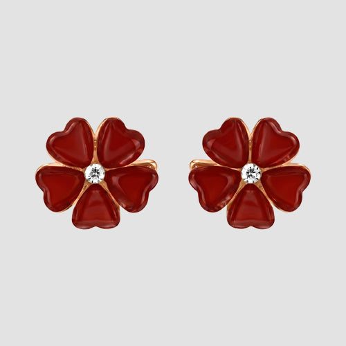 Epoxy Flower Stud Earrings in Red