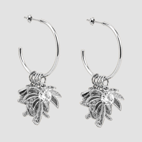 Sea Life Charm Hoop Earrings in Silver