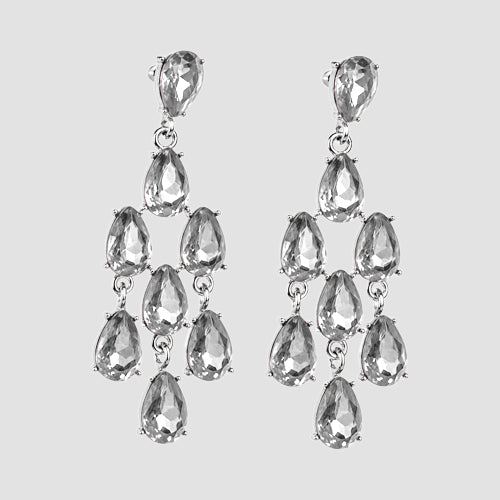 Crystal Chandelier Earrings in Silver & Clear Crystal