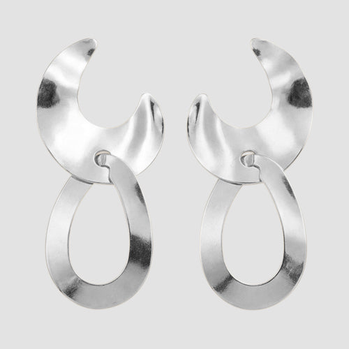Connected Hoop Earrings in Silver