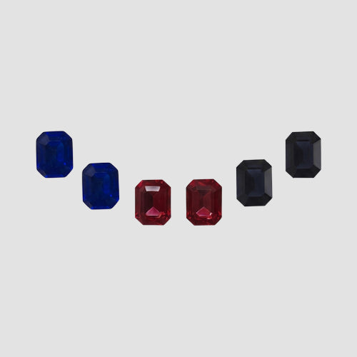 Cushion Cut Crystal Stopper 3-Pair Pack in  Red/ Royal Blue Blue/Dark Purple