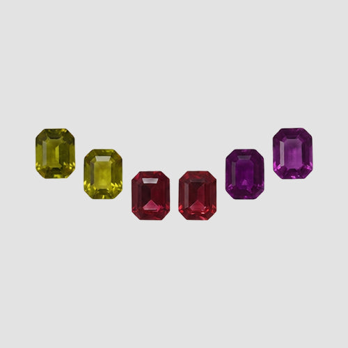 Cushion Cut Crystal Stopper 3-Pair Pack in Fuchsia/Red/Yellow