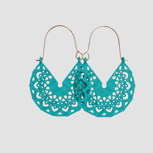 Boho Enamel Dangle Earrings in Turquoise