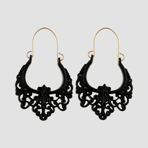 Boho Enamel Dangle Earrings in Black