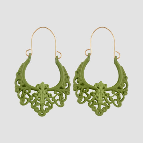 Boho Enamel Dangle Earrings in Green