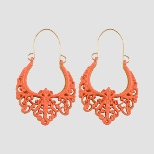 Boho Enamel Dangle Earrings in Orange