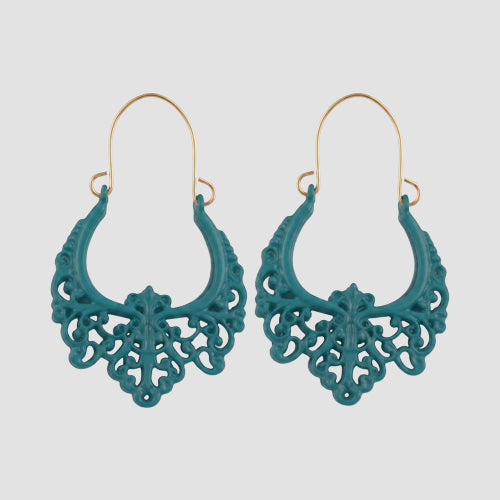 Boho Enamel Dangle Earrings in Turquoise