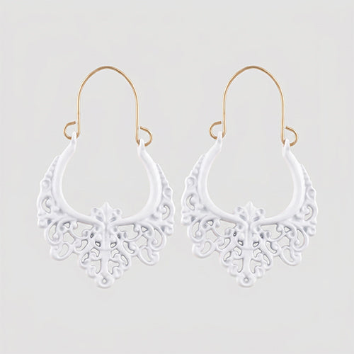 Boho Enamel Dangle Earrings in White