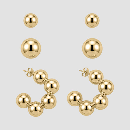 Huggie 3-Pair Earring Set In Gold