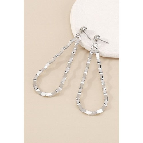 E10496 Teardnop Geometric Earrings in Silver
