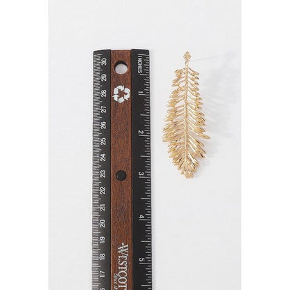 Leaf Long Drop Earrings in Gold