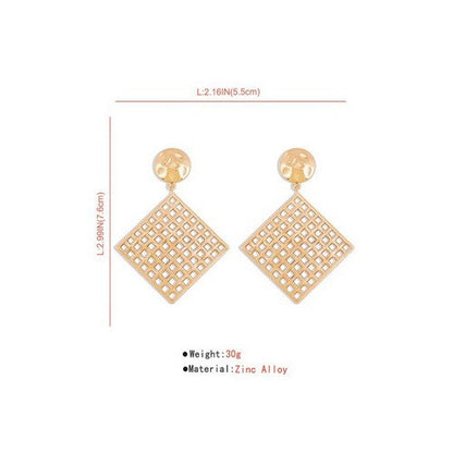 Mesh Square Drop Dangle Earrings in Gold