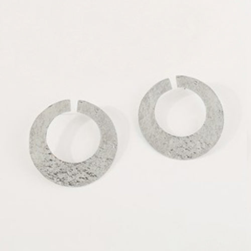 Textured Flat Hoop Earrings in Silver