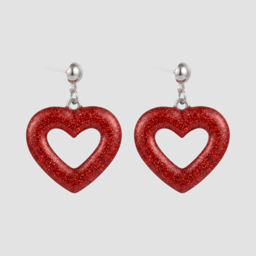 Happy Valentine Chunky Heart Earring in Red