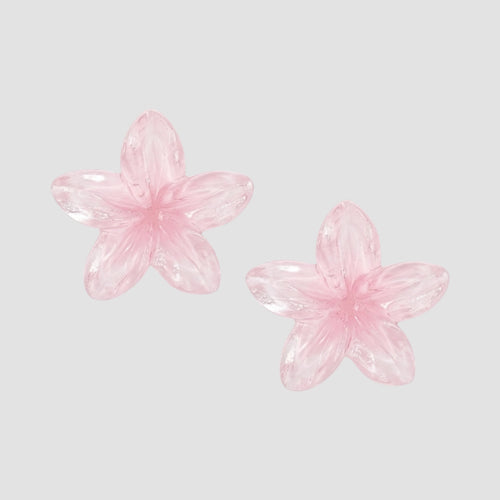 Plumeria Flower Stud Resin Earrings in Light Pink