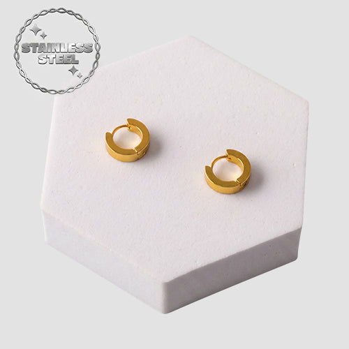 Stainless Steel Huggie Earring in Gold