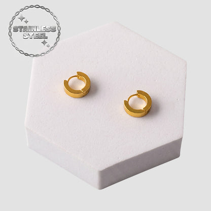 Stainless Steel Huggie Earring in Gold