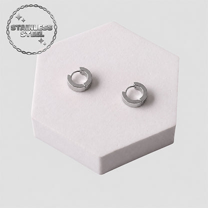 Stainless Steel Huggie Earring in Silver
