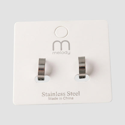Stainless Steel Huggie Earring in Silver