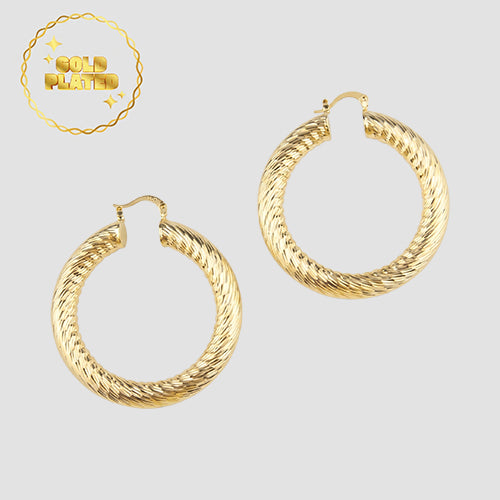 Gold Plated Twisted Wire Hoop Earring