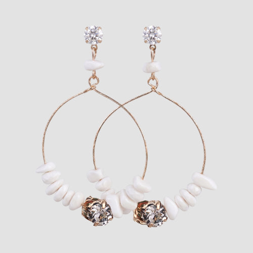 Bead Insert Circle Earrings in White