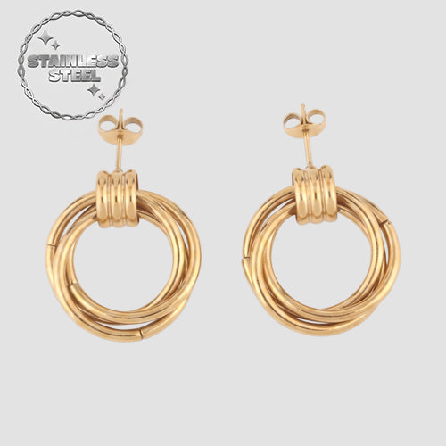 Stainless Steel Rings Twisted Doorknocker Earring