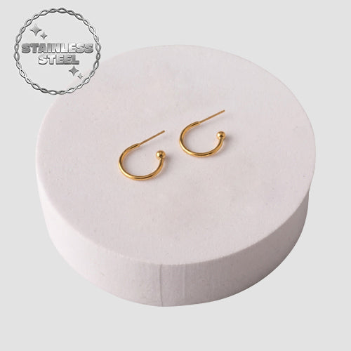 Stainless Steel & Enamel Moon 3pc Earring Set in Gold & White
