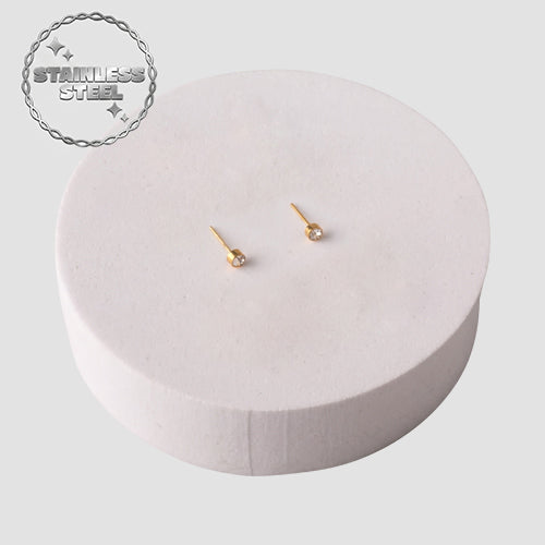 Stainless Steel & Enamel Moon 3pc Earring Set in Gold & White
