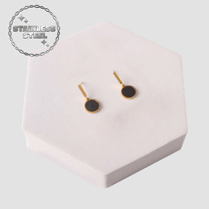 Stainless Steel & Enamel Star 3pc Earring Set in Black & Gold