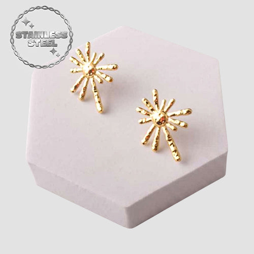 Stainless Steel Sun Bar Rays Earring in Gold