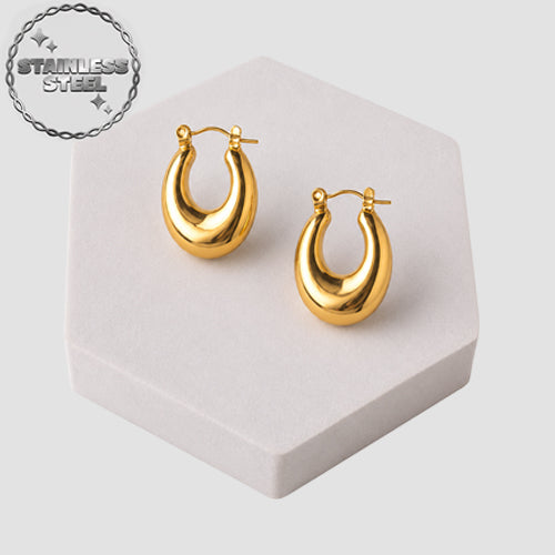 Stainless Steel Pointed Chunky Huggie Earring in Gold