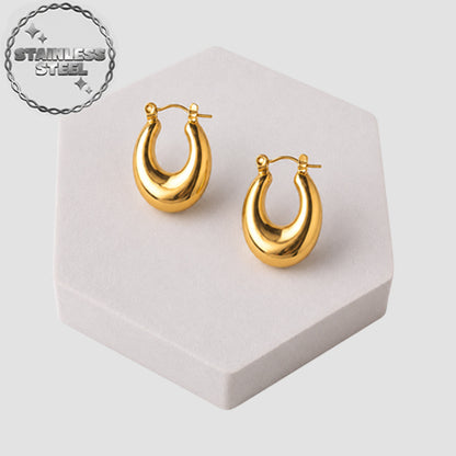 Stainless Steel Pointed Chunky Huggie Earring in Gold