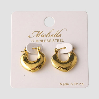 Stainless Steel Pointed Chunky Huggie Earring in Gold