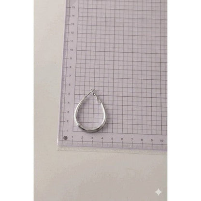 Stainless Steel Tube Teardrop Hoop Earring in Silver