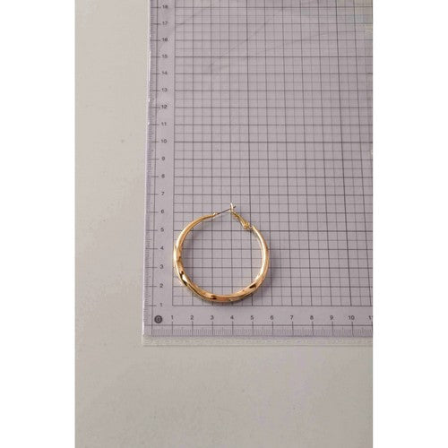 Stainless Steel Post Box Twist Hoop Earring in Gold
