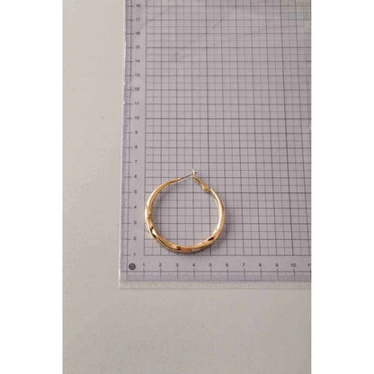 Stainless Steel Post Box Twist Hoop Earring in Gold