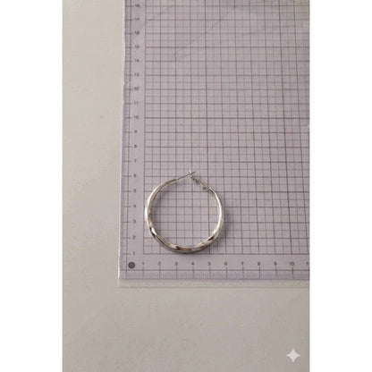Stainless Steel Box Twist Hoop Earring in Silver