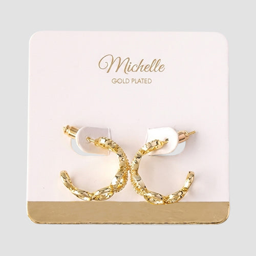 Gold Plated Rhinestone Rings Huggie Earring in Gold