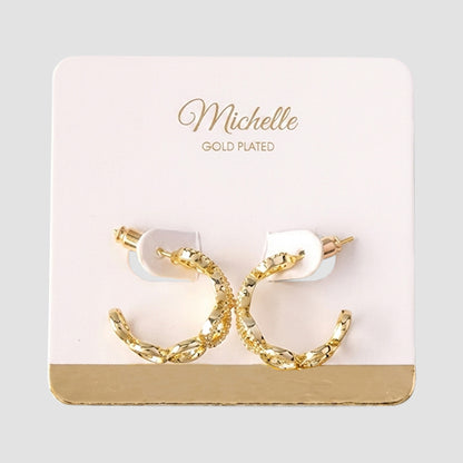 Gold Plated Rhinestone Rings Huggie Earring in Gold