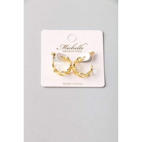 Gold Plated Rhinestone Rings Huggie Earring in Gold